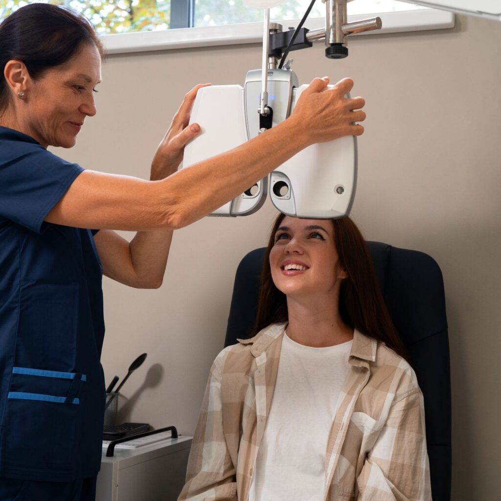 eye doctor checking the patients eyes